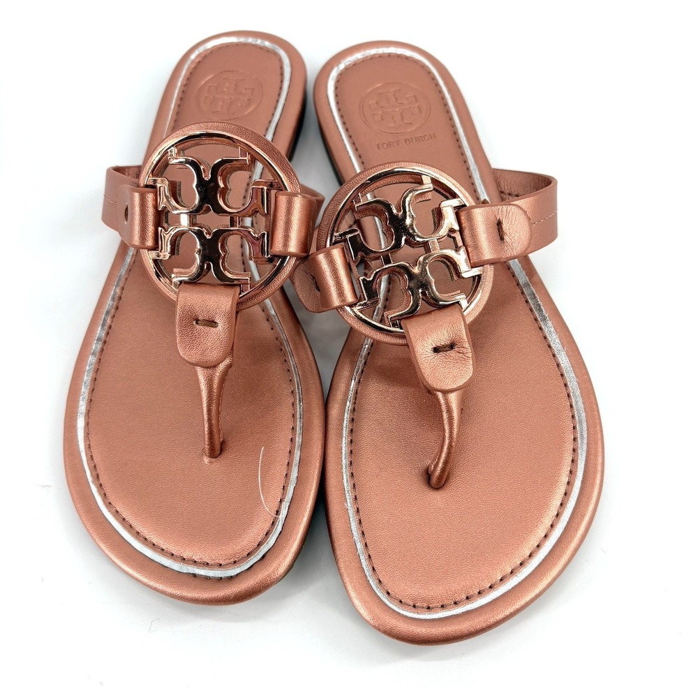 Tory Burch Metallic Rose Gold Miller Thong Sandals